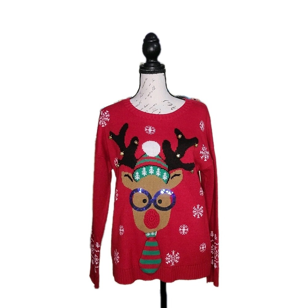 United States Sweaters Holiday Reindeer Ugly Christmas Sweater Womens Medium